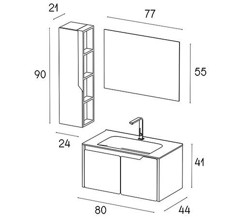 Wood and PVC vanity cabinet model D-8010